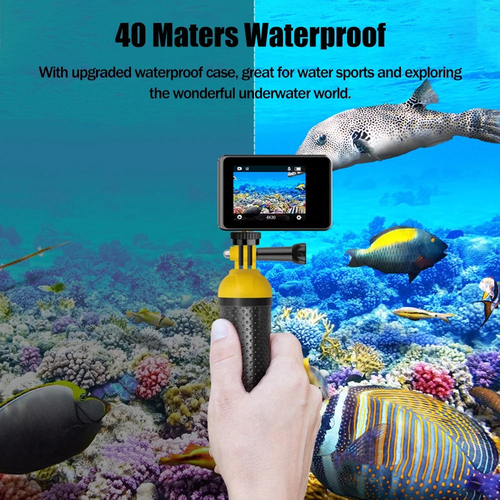 4K 24MP Dual Screen Sport Camera DV Camcorder 2.0 Inch Screen 170° Wide Angle EIS 40m Waterproof WiFi with Macro CPL ND4 8 16 Purple Lens for Outdoor Sports