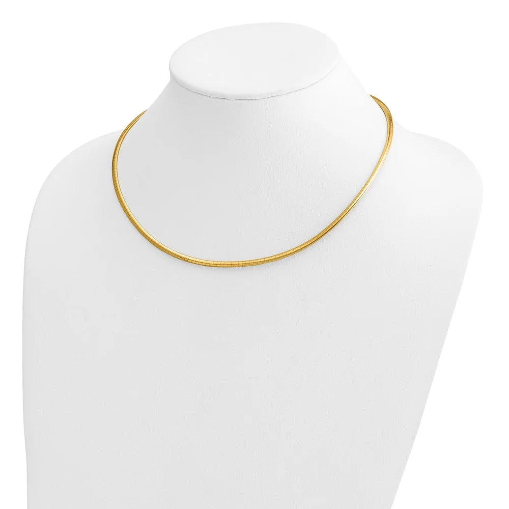 14k 3mm Domed Omega Necklace QOD3-18