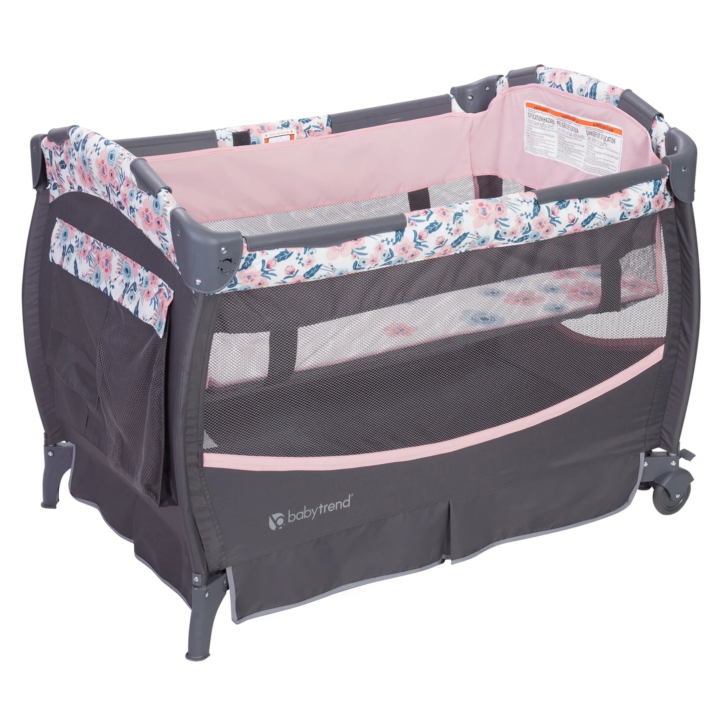 Baby Trend Deluxe II Nursery Center Playard with Travel Bag – Bluebell Pink