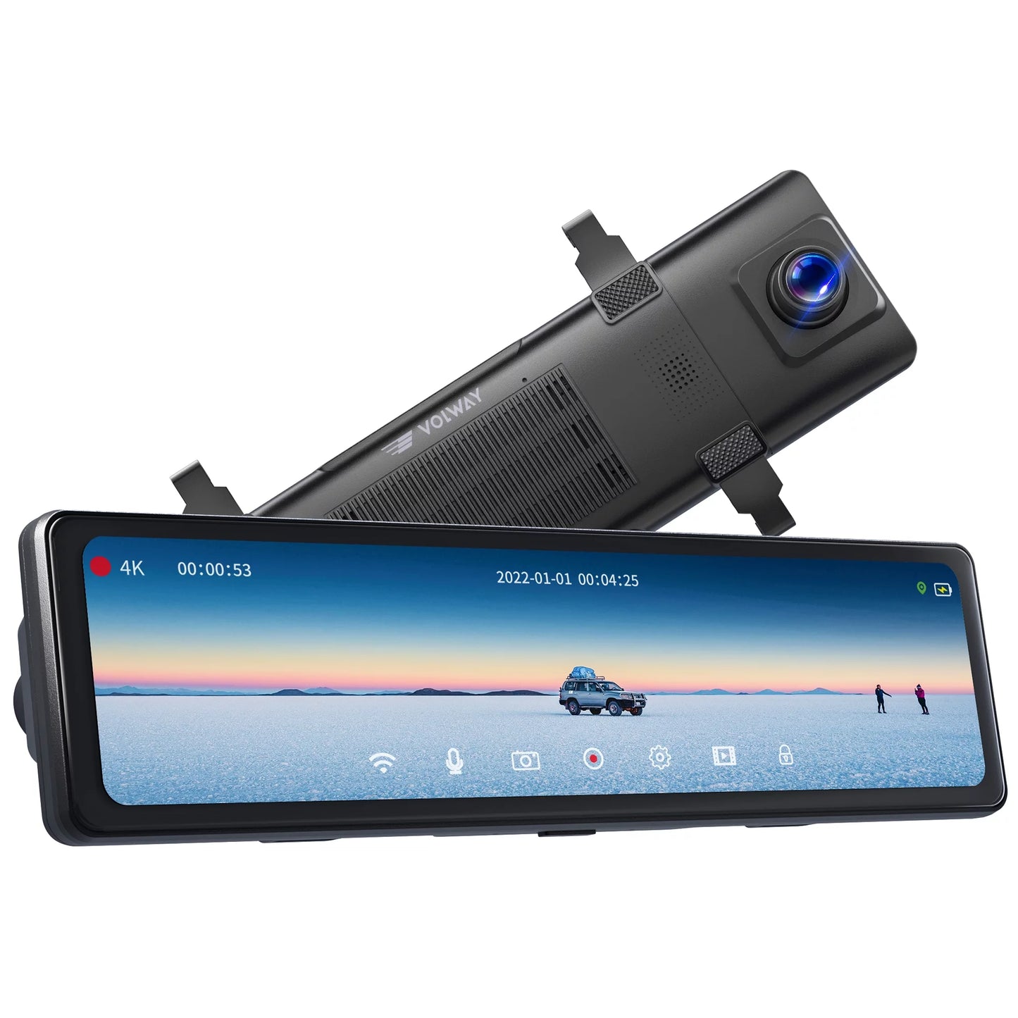 5MP 12" Mirror Dash Cam- Vantop H812 UHD Front and Rear Mirror Dash Cam with Built-in GPS and Voice Control