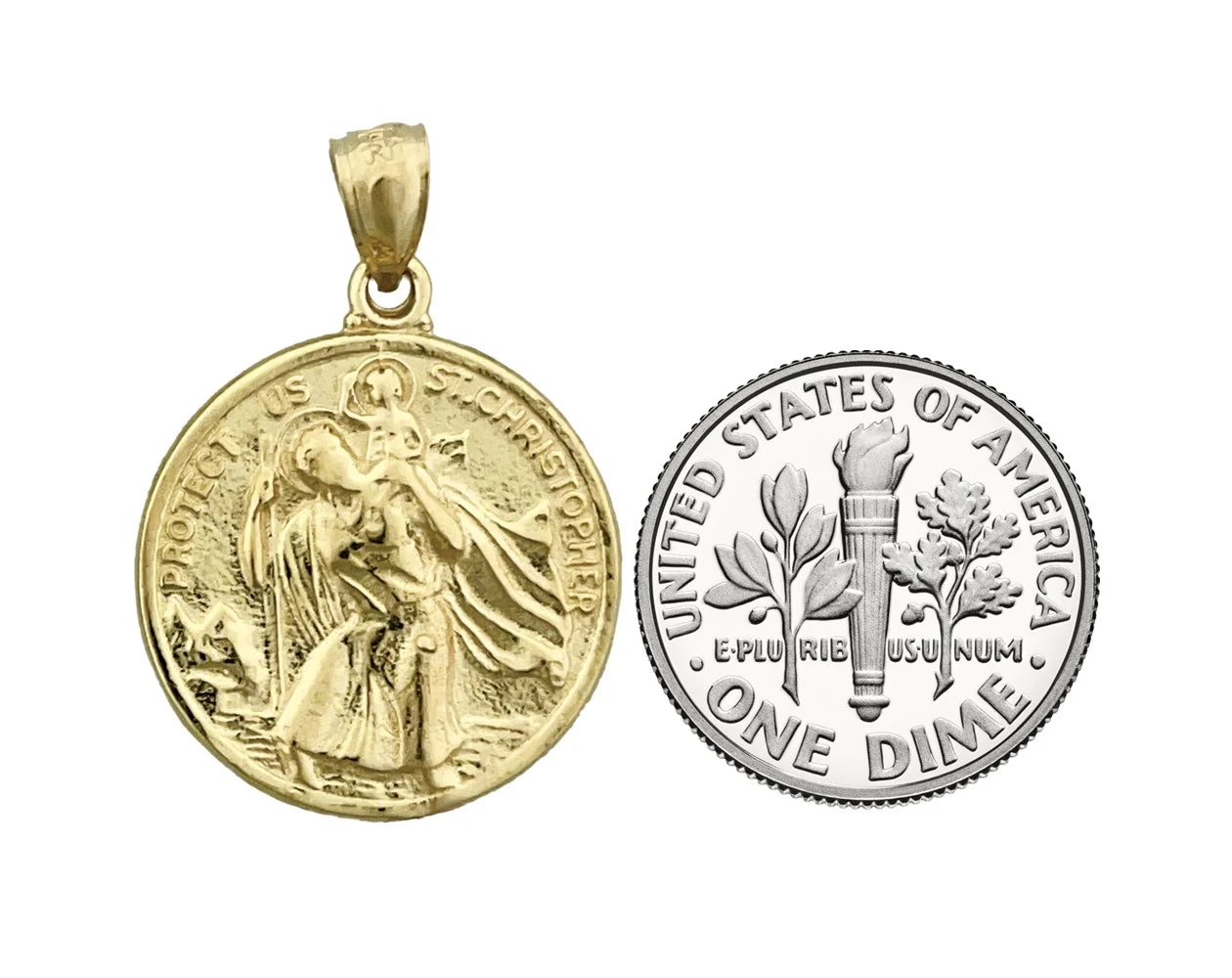 14K Gold 18MM Saint Christopher Pendant