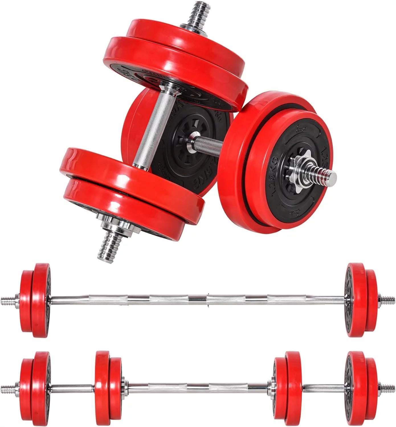 Soozier Adjustable Dumbbell Set, Convertible to Barbell Weight Set for Home Gym Women and Men Weight Lifting Training