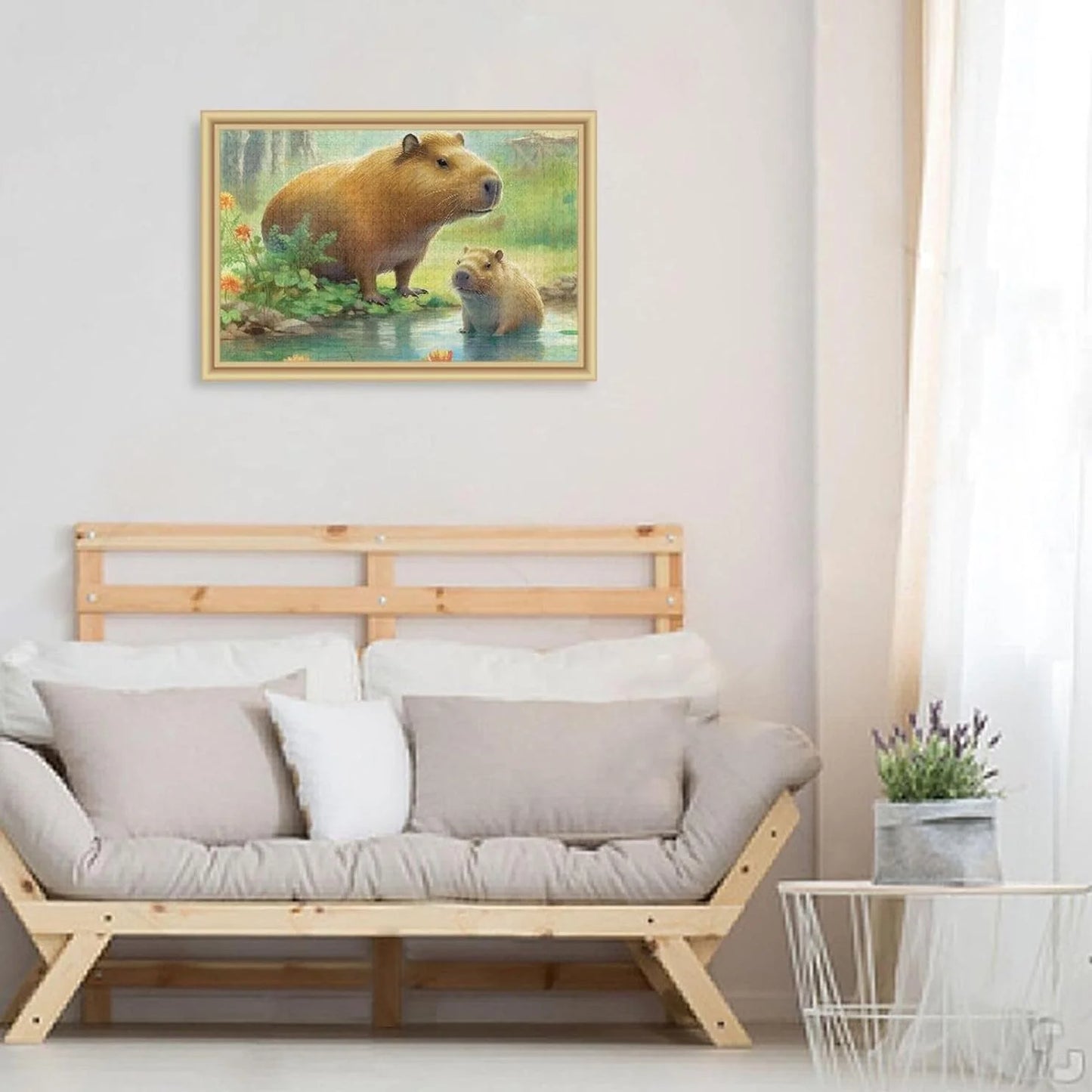 1000 PCS Capybara Family Jigsaw Puzzle, Paper Wood Composite Material Zigsaw with Storage Bag, Puzzle for Adults, Fun Challenging Brain Exercise Family Game Gift for Kids Friends Parents