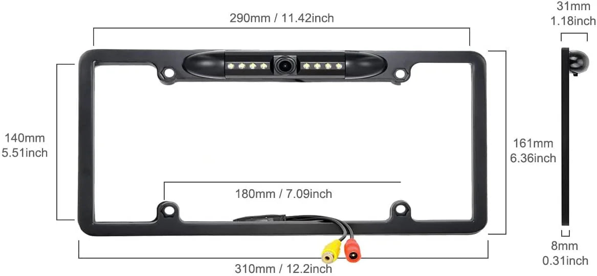 Backup Camera Rearview License Plate Frame for JVC KWV830BT KW-V830BT Black