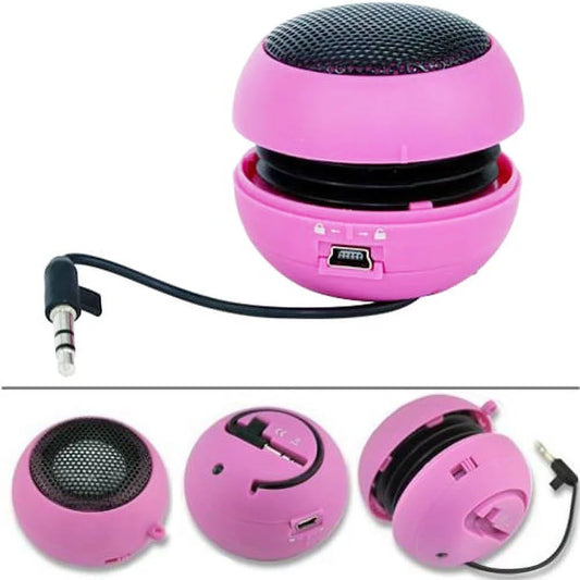 Wired Portable Loud Speaker Pink Multimedia Audio System Rechargeable Compatible With Alcatel Onyx - LG V50 ThinQ 5G, G8 ThinQ - Motorola Moto G7 Power Play - Nokia 3.1 Plus