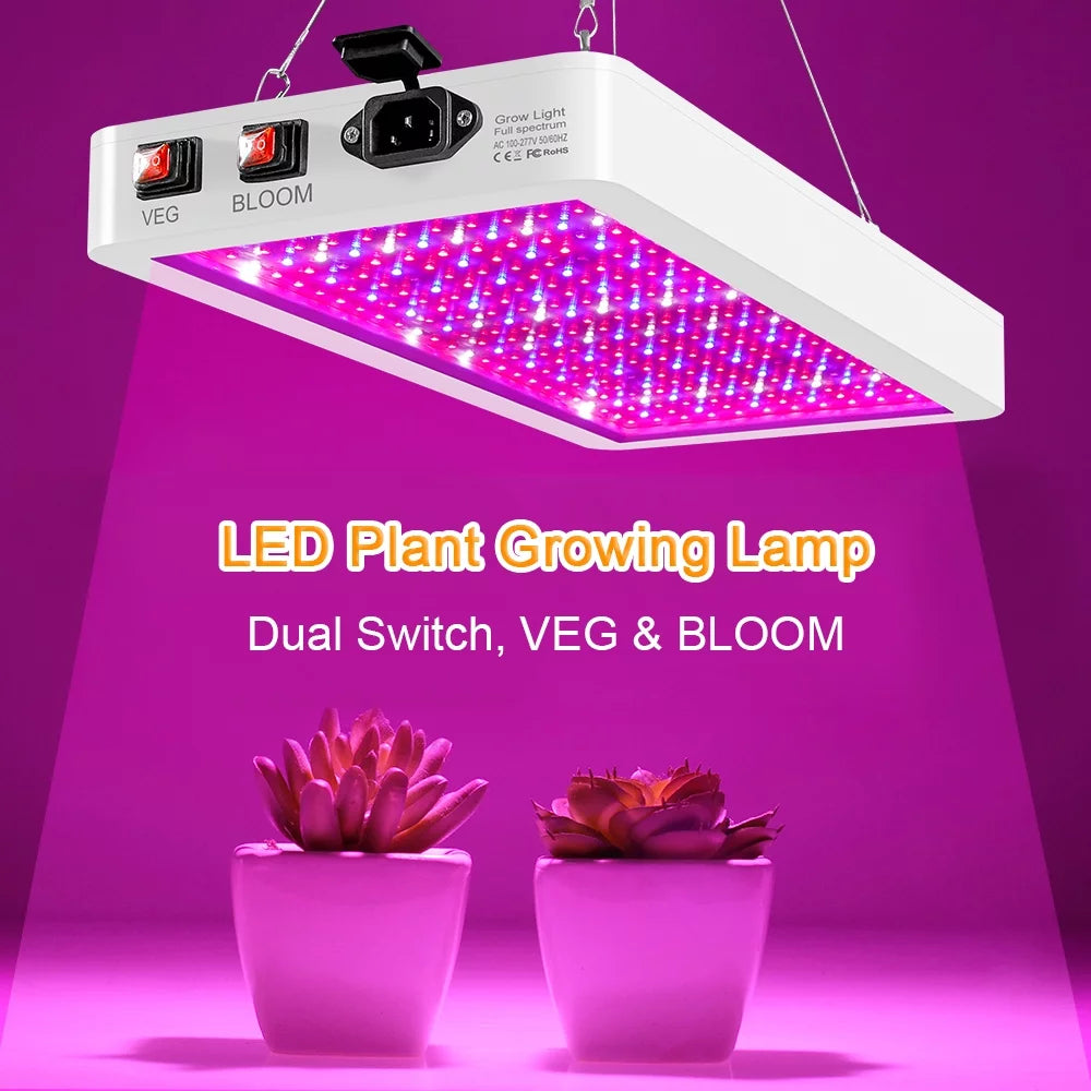 2000W LED Grow Light for Indoor Veg Plants Growing Lamp 312LEDs Full Spectrum IP65 Waterproof for Seedlings Flowers Greenhouse