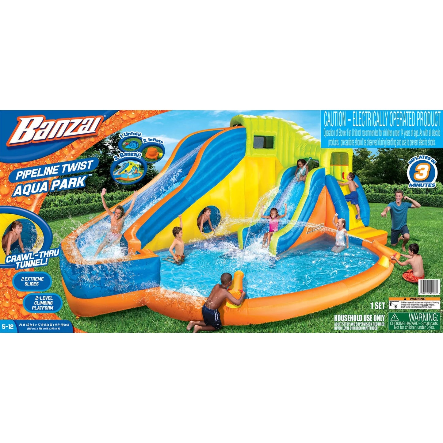 Banzai Pipeline Twist Kids Inflatable Backyard Waterpark Play Center