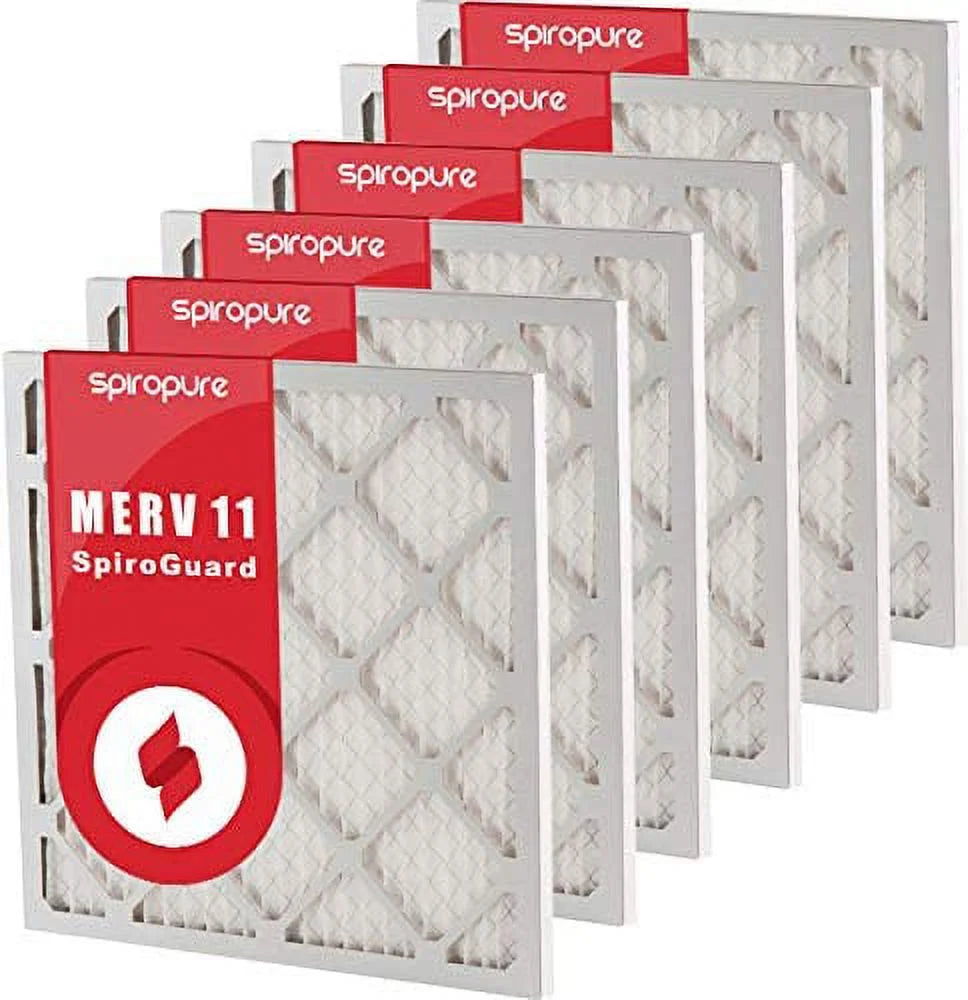 SpiroPure 9x11x1 MERV 11 Pleated Filter Air Filters - Made in USA (6 Pack)