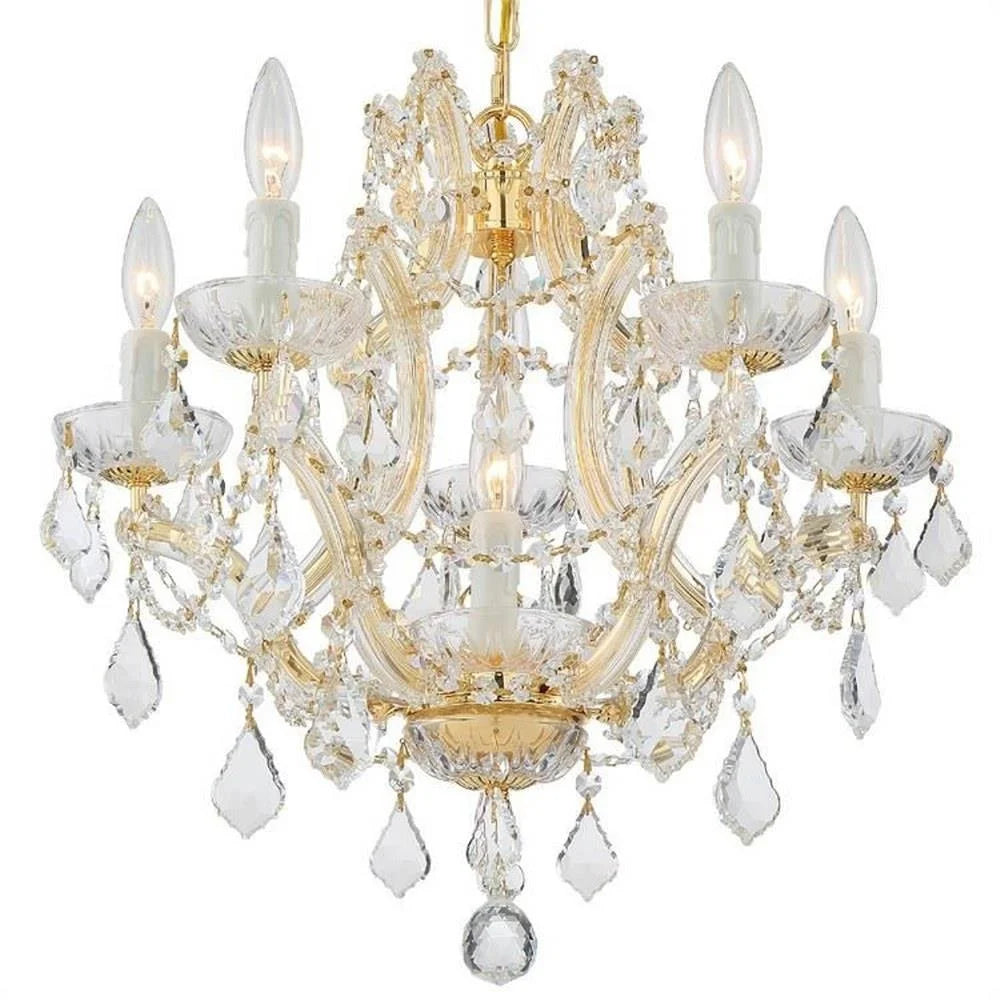 Six Light Mini Chandelier in Classic Style 20 inches Wide By 17 inches High-Swarovski Spectra Crystal Type-Gold Finish Bailey Street Home