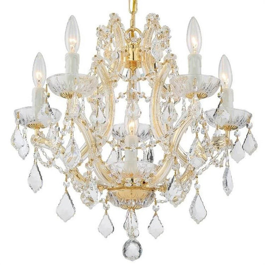 Six Light Mini Chandelier in Classic Style 20 inches Wide By 17 inches High-Swarovski Spectra Crystal Type-Gold Finish Bailey Street Home