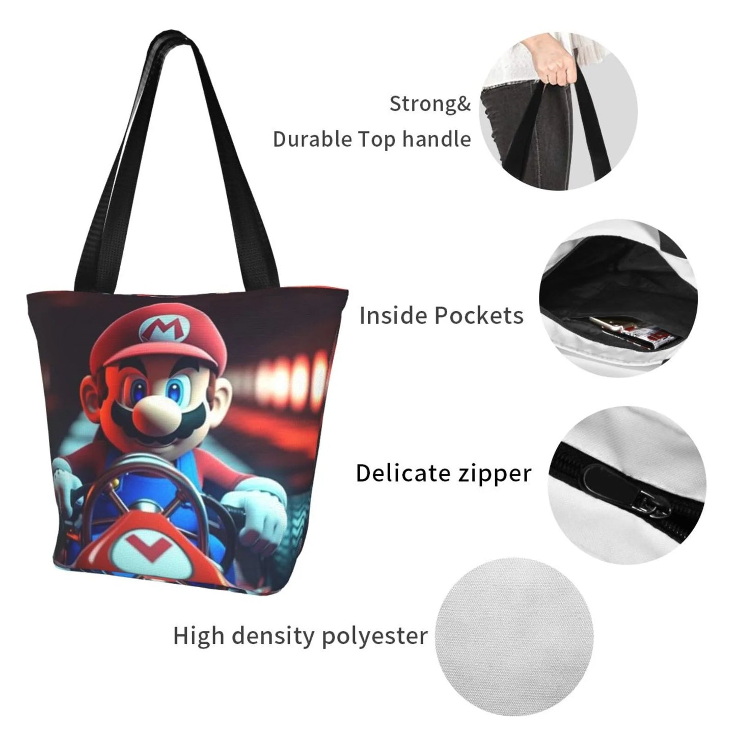 Super Mario Adventure Game Women's Tote Bag Large Capacity Shoulder Handbag For Travel Beach Shopping Business Work School