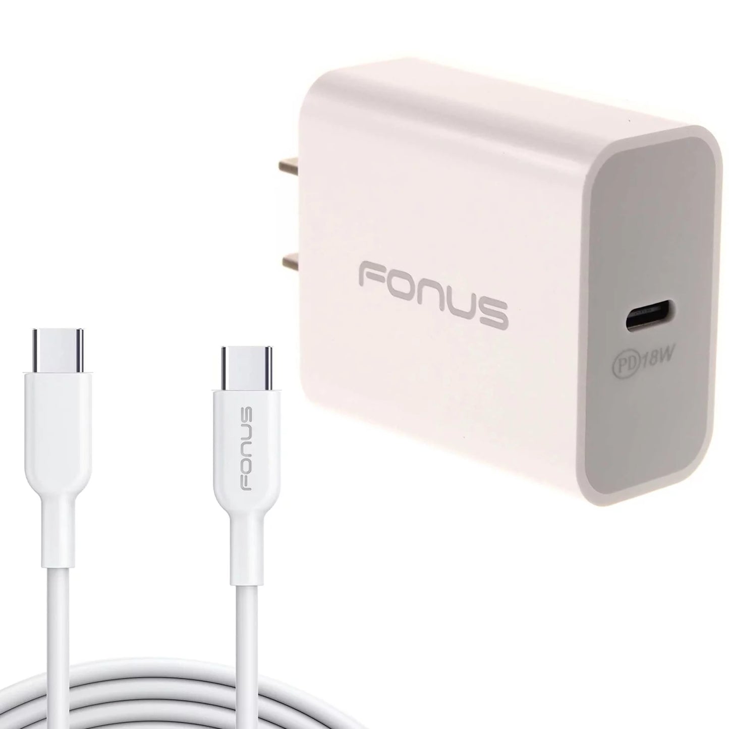 18W PD Home Charger Fast Type-C 10ft Long Cable Quick Power Adapter USB-C Wall D3N for Nubia RedMagic 5S - OnePlus 8, 5T, 6, 6T, 7T, Pro, 5G McLaren, 7 Pro, 8T Plus - Razer Phone 2