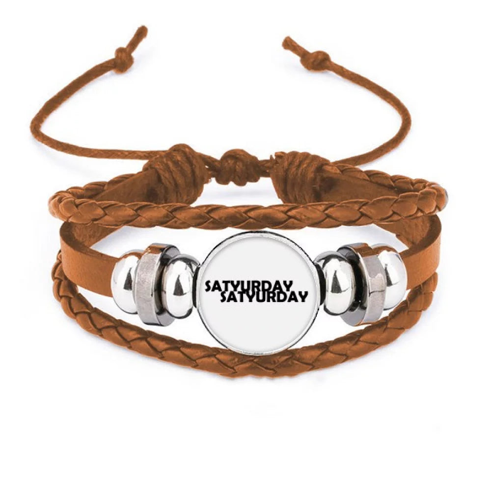 Stylish Characters Saturday Bracelet Wristband Leather Jewelry Ornament