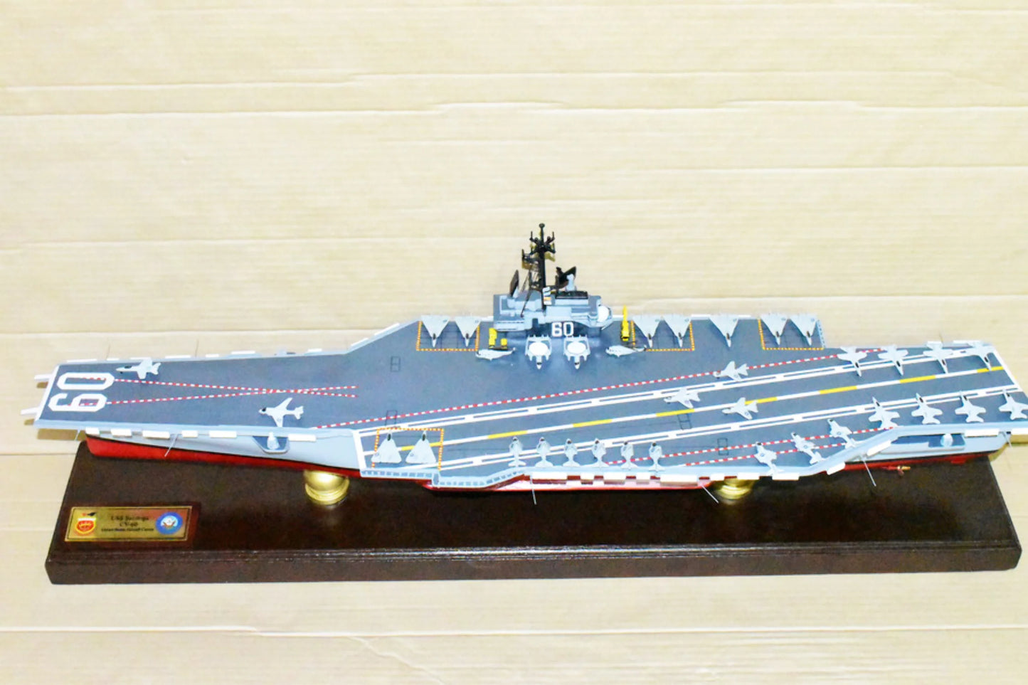 USS Saratoga CV-60 Aircraft Carrier Model,Navy,Scale Model,Mahogany,Forrestal Class