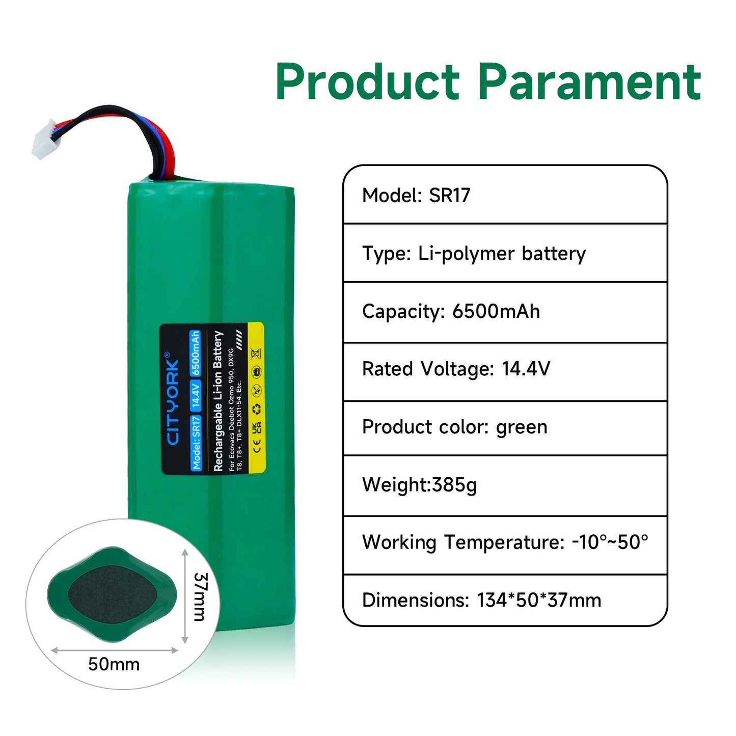 Robot Vacuum Cleaner Li-ion Battery Sweeping Mopping Rechargeable Battery Replacement For Ecovacs Deebot X1 Ozmo T5 T8 T9 950 DX9G DX93 DX96 DLX11-54-14.8V 6200mAh