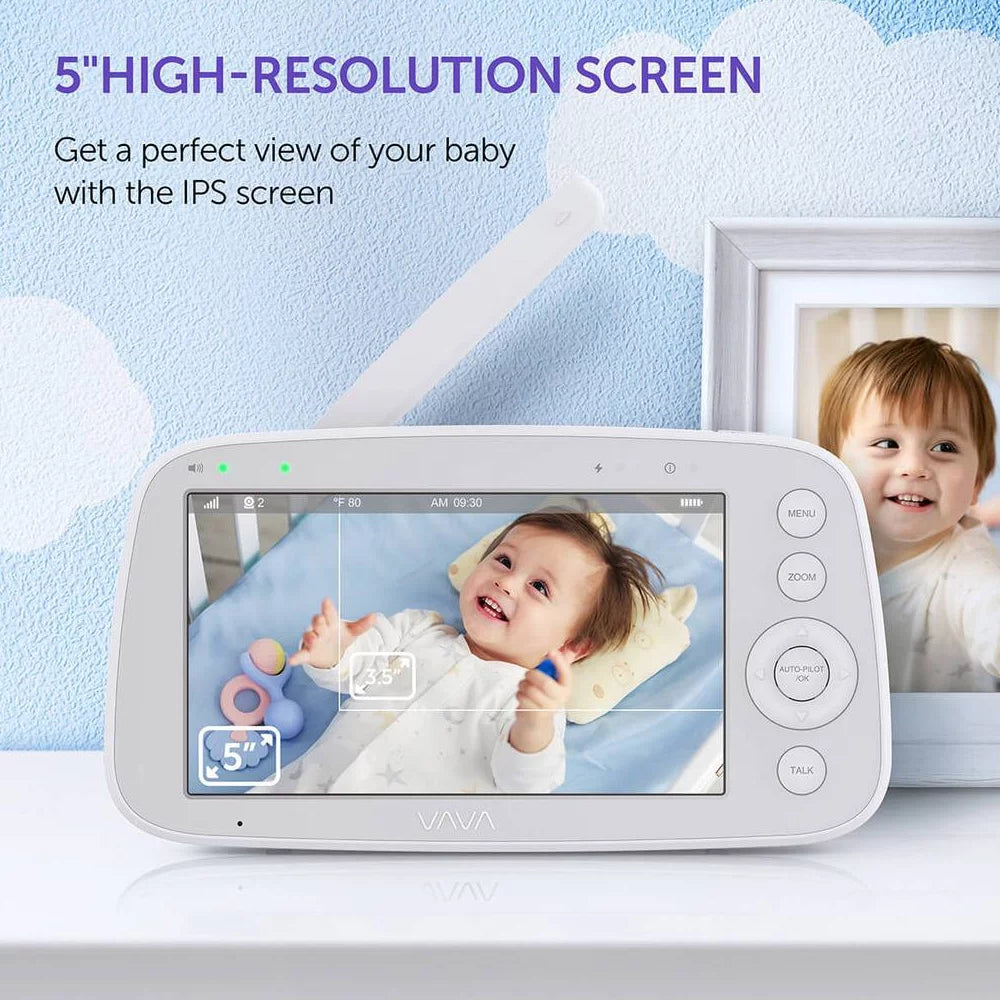 VAVA Video Baby Monitor with 5" 720P Handheld Screen and 2-Way Audio, White