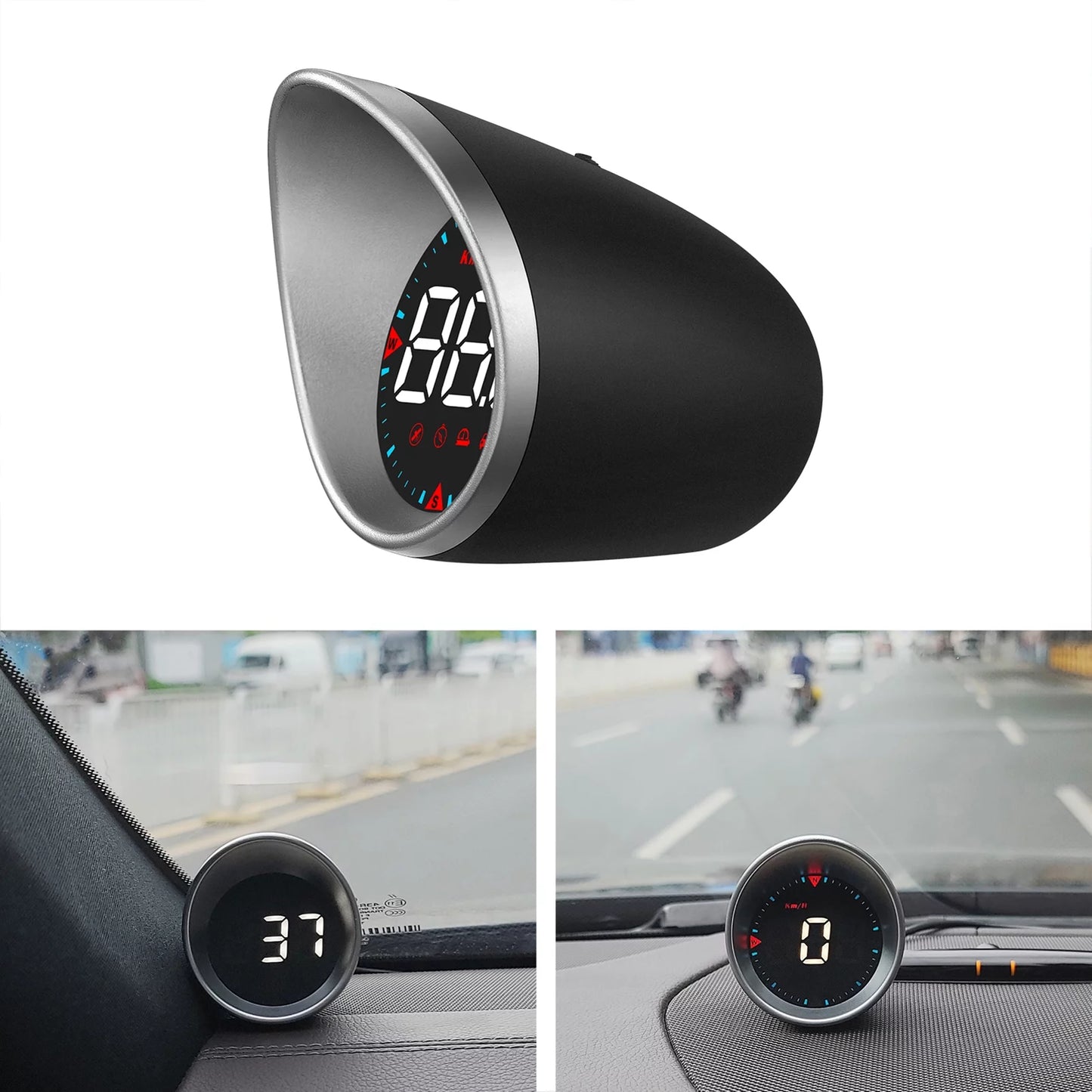 Arealer CarCar Head-up Display Digital Speedometer Display Driving Mileage, Compass Angle, Overspeed and Fatigue Driving