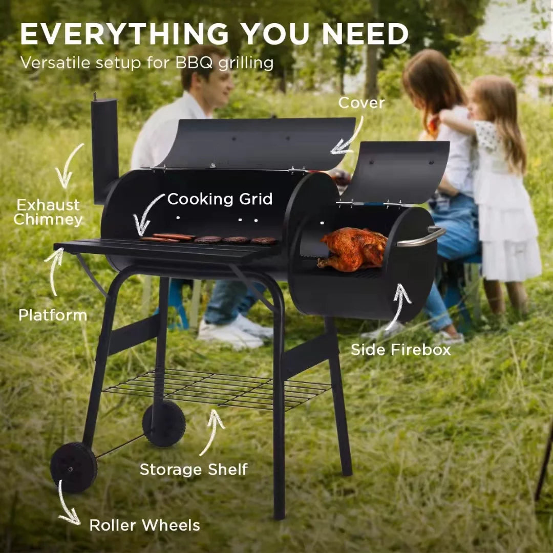 Vebreda Outdoor BBQ Grill Charcoal Barbecue Pit Backyard Meat Cooker Smoker