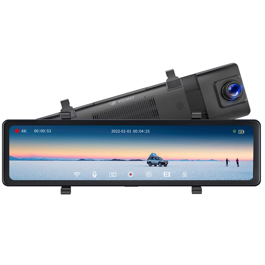 5MP 12" Mirror Dash Cam- Vantop H812 UHD Front and Rear Mirror Dash Cam with Built-in GPS and Voice Control