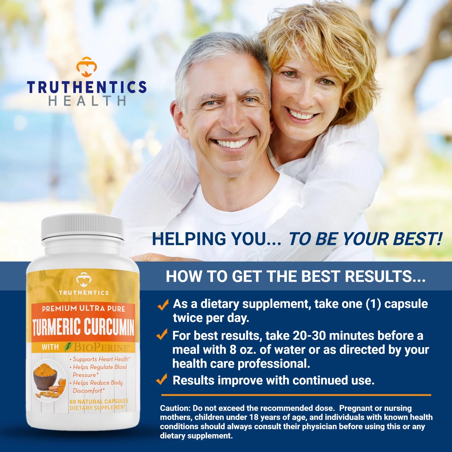 Truthentics Turmeric Curcumin 650mg with Bioperine Plus Triple Strength Omega 3 Fish Oil Bundle - 60 Count Each