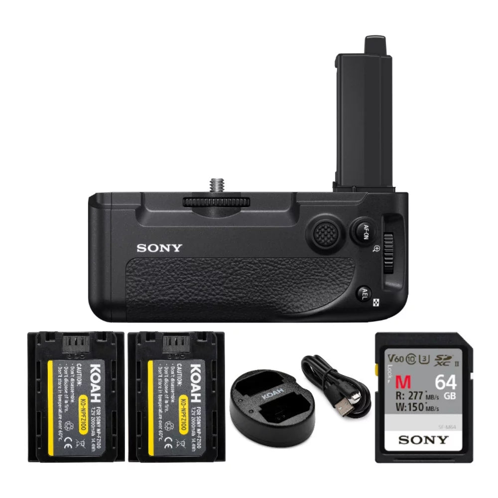 Sony Vertical Grip for Alpha a7R IV Camera with 64GB SD Card Bundle