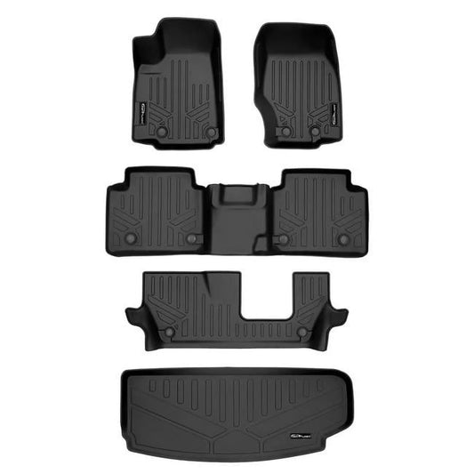 Smartliner SA0568-B0568-C0568-E0568 All Weather Custom Fit Black 3 Row & Cargo Liner Behind the 3rd Row Floor Mat Liner Set for 2021-2023 Jeep Grand Cherokee L, Black