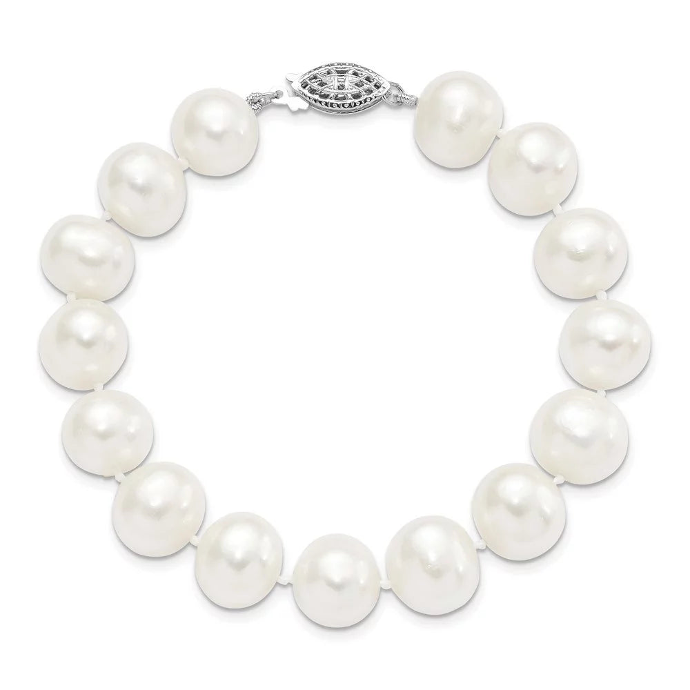 Auriga 925 Sterling Silver White Pearl Bracelet 7.25inch for Women