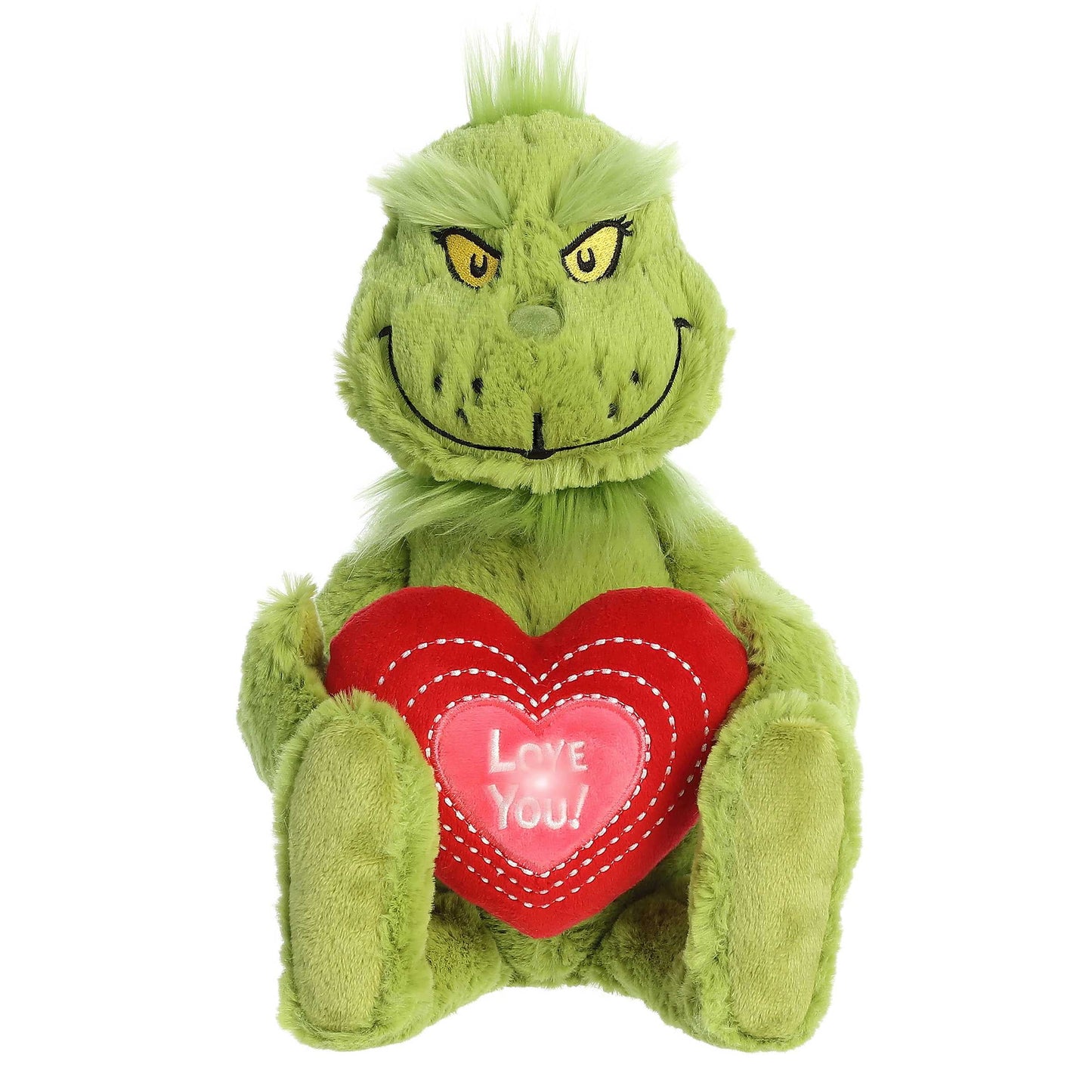 Aurora - Large Green Dr. Seuss - 15" "Love You" Light-Up Grinch - Whimsical Stuffed Doll