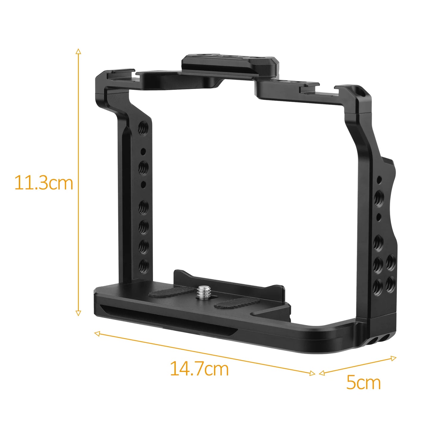 Andoer 2 Camera Cage, Aluminum Alloy Video Cage with Dual Cold Shoe Mounts, Sony A7R III/ A7R II/ A7S II Compatibility