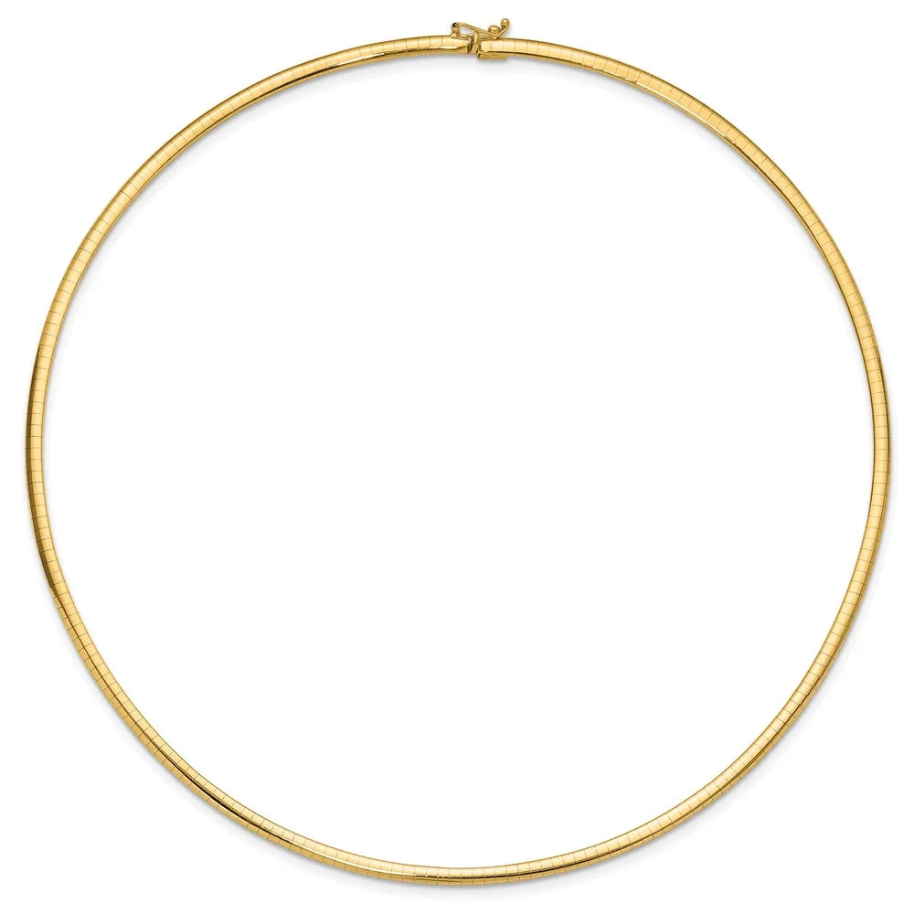 14k 3mm Domed Omega Necklace QOD3-18