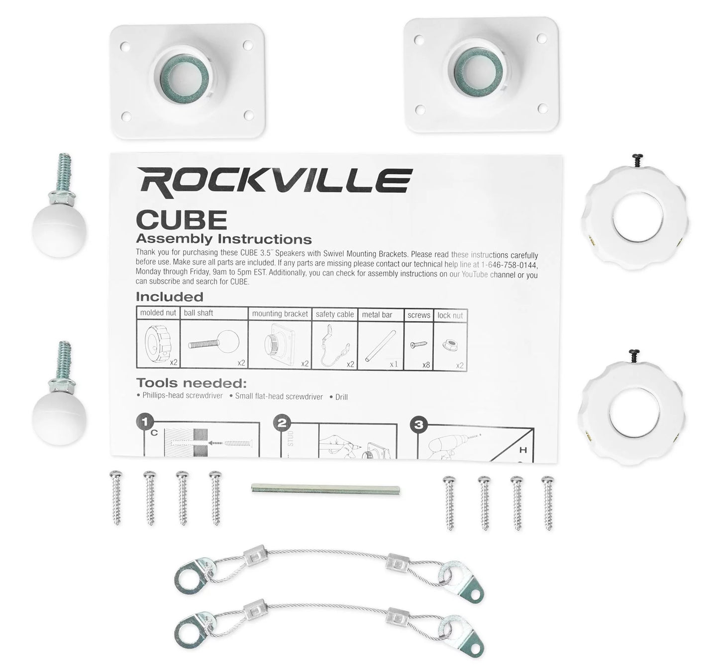 4 Rockville Cube 70v White 3.5" Commercial Swivel Wall Mount Restaurant Speakers