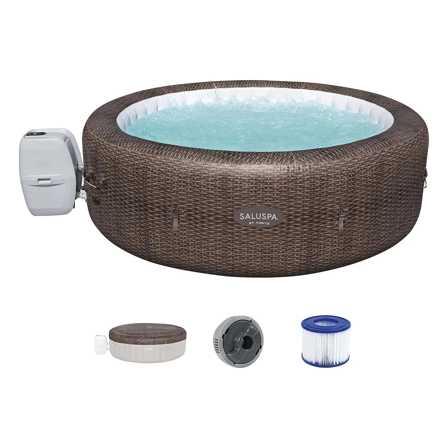 Bestway SaluSpa St Moritz Hot Tub w/Set of 4 Spa Seat & 4 Headrest Pillows