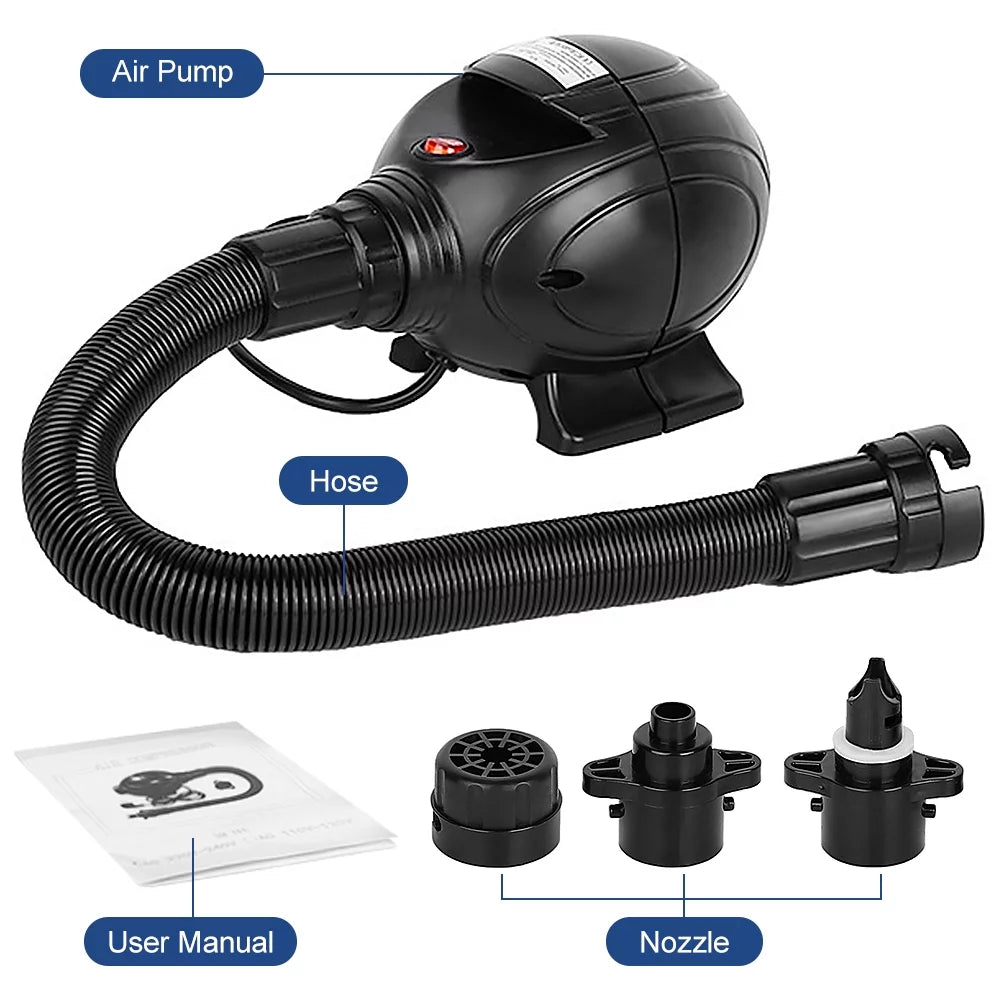 Anself Portable 800W Electric Air Pump Inflator Deflator with 3 Nozzles for Inflatables Air Bed Float Pool