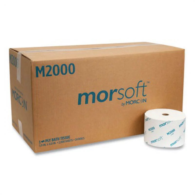 1 PK,Morcon Tissue Small Core Bath Tissue, Septic Safe, 1-Ply, White, 2,000 Sheets/Roll, 24 Rolls/Carton (M2000)