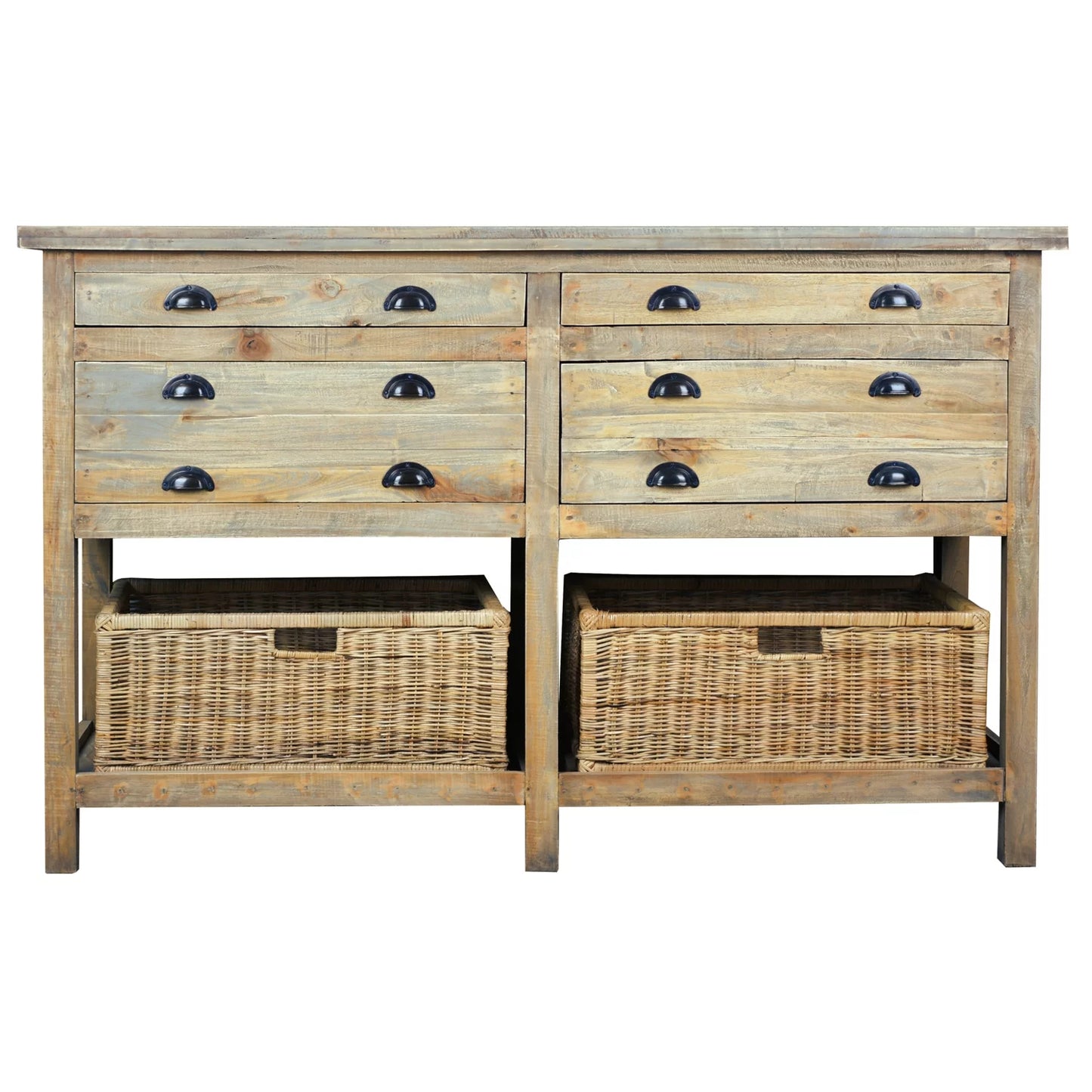 Sunset Trading CC-TAB228S-DW 61 in. Cottage Double Bay Sideboard - Driftwood Brown