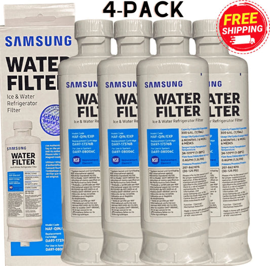 4-Pack Replacement for DA97-17376B HAF-QIN/EXP Refrigerator Water Filter New, Sealed