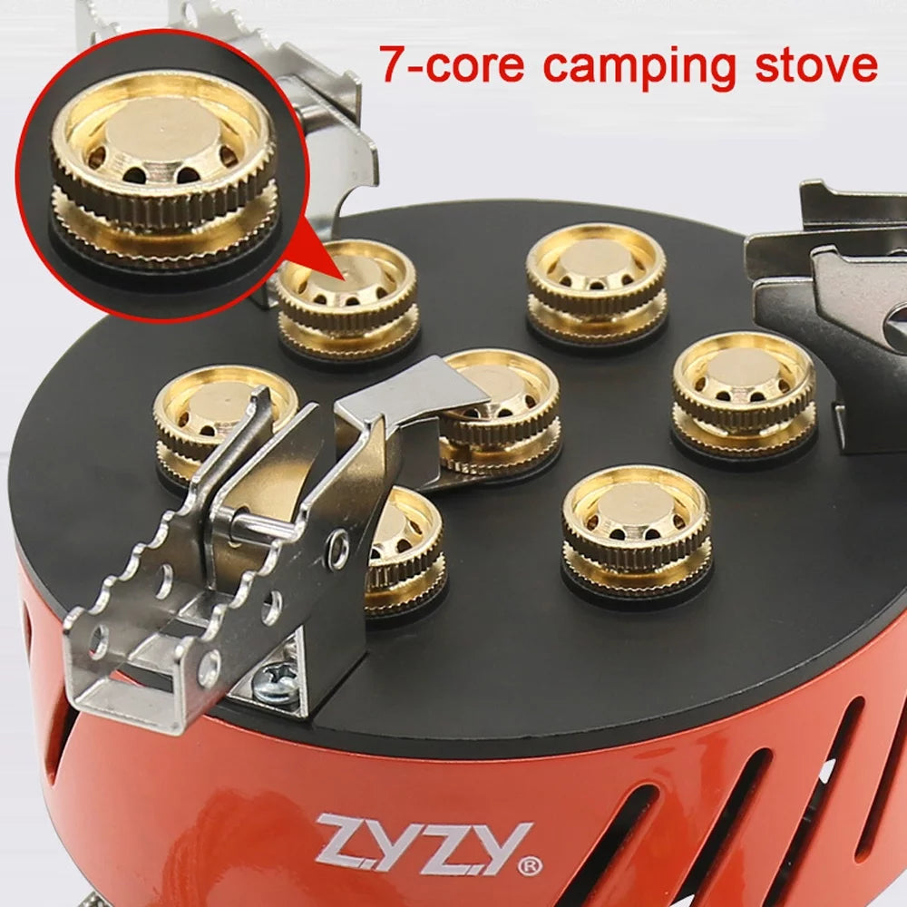 ZYZY 7-Core Camping Stove, Windproof and High-Power Gases Stove - Outdoor Furnace