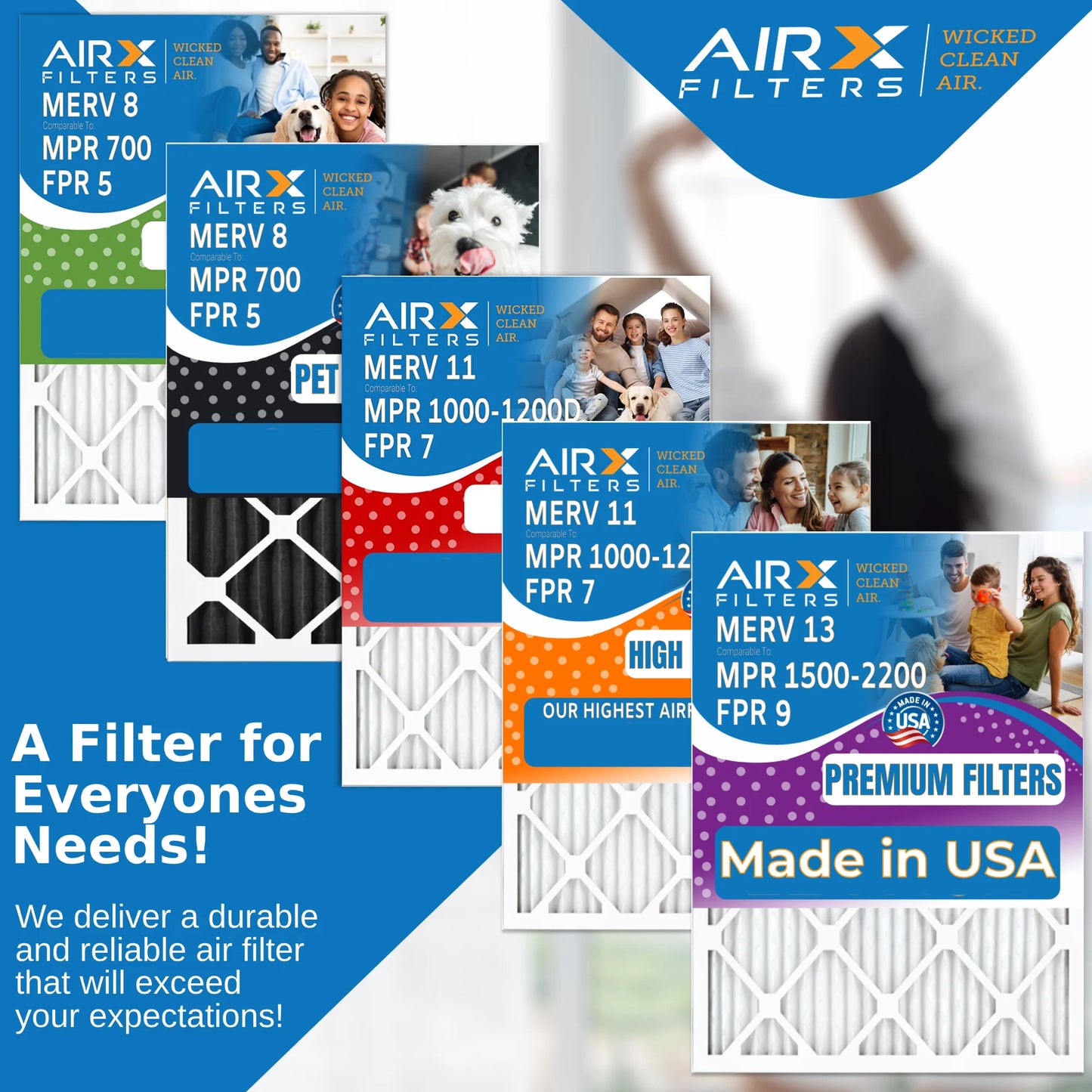 14x24x1 Air Filter MERV 11 Comparable to MPR 1000, MPR 1200 & FPR 7 Electrostatic Pleated Air Conditioner Filter 4 Pack HVAC Premium USA Made 14x24x1 Furnace Filters by AIRX FILTERS WICKED CLEAN AIR.