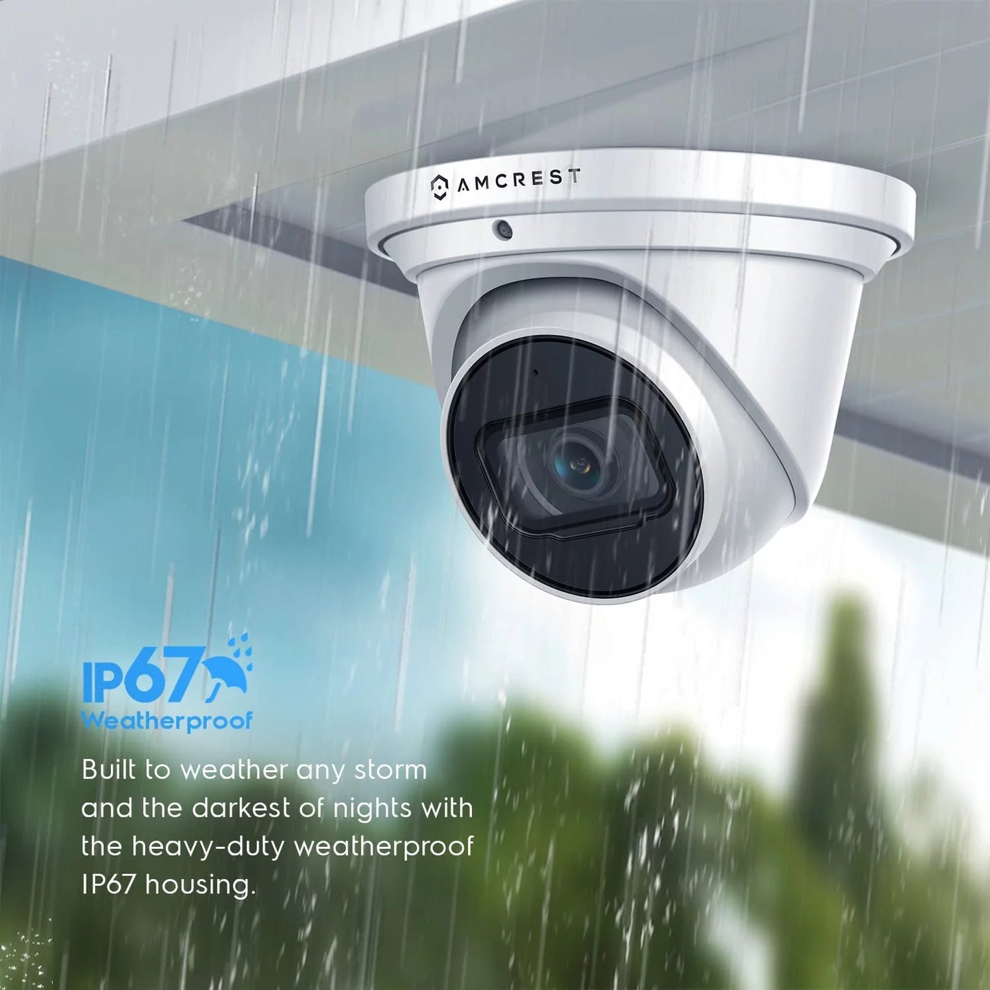 Amcrest 4K POE Camera AI Human/Vehicle Detection, UltraHD 8MP Outdoor Security Turret POE IP Camera, 3840x2160, Wide Angle, IP67 Weatherproof, MicroSD, Built in Mic, White (IP8M-T2669EW-AI) (Secondhand)