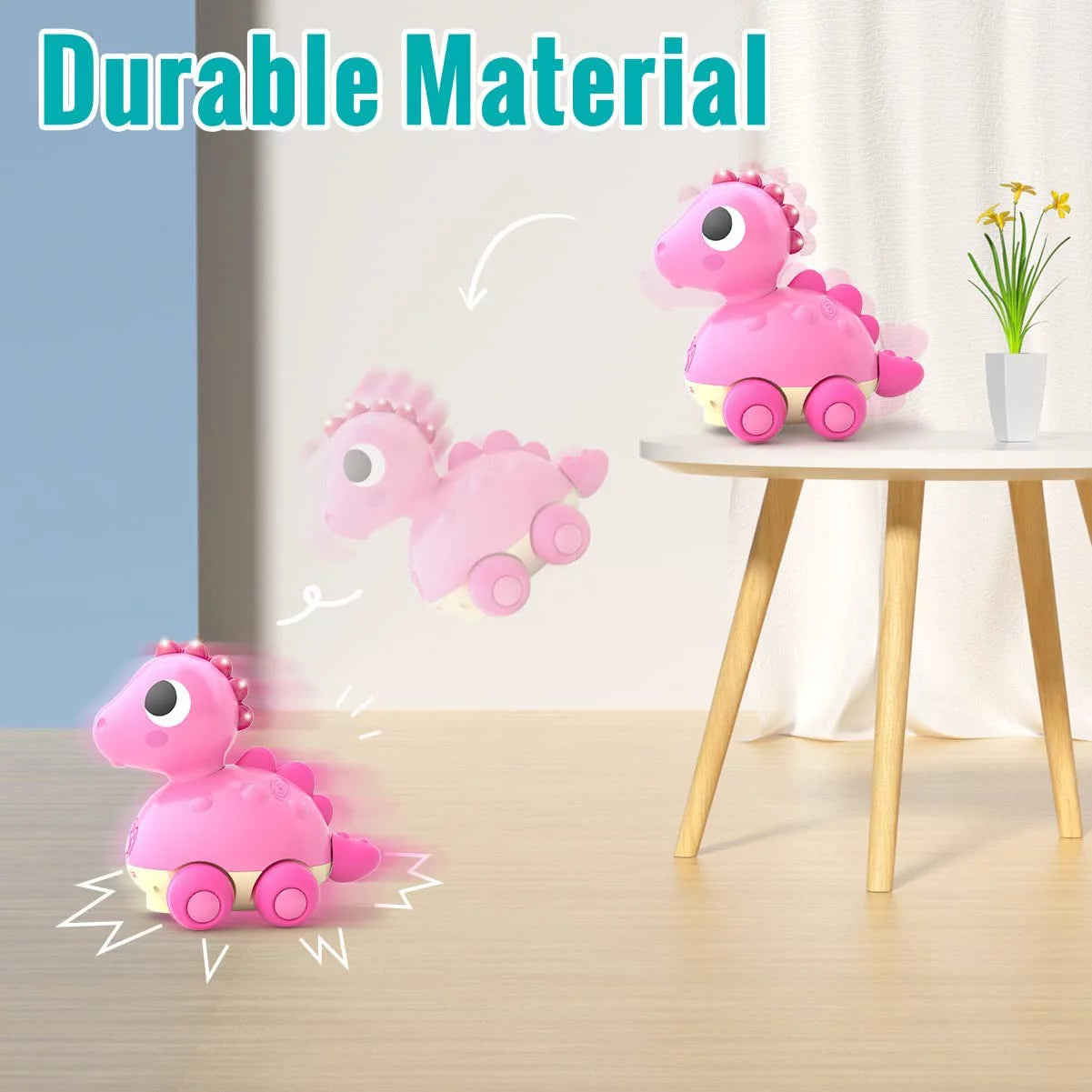 Baby Toys for 12-18 Months Baby Crawling Toys Touch & Go Musical Light for Baby Girl Toys - Infant Toys Gifts Toys for 1 to 2 3 Year Old Girl, Musical Toy Dinosaur for Age 1 2, 12 to 18 Months, Pink