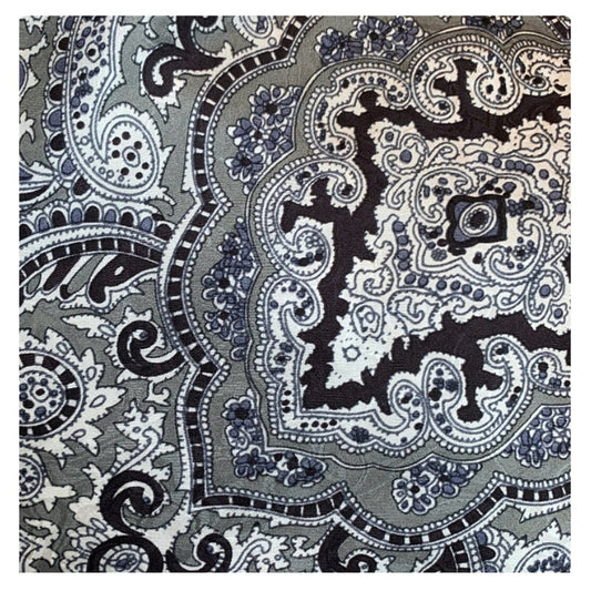 WYOMING TRADERS Paisley Silver/Black Regular Jacquard Silk Scarf (PSB)