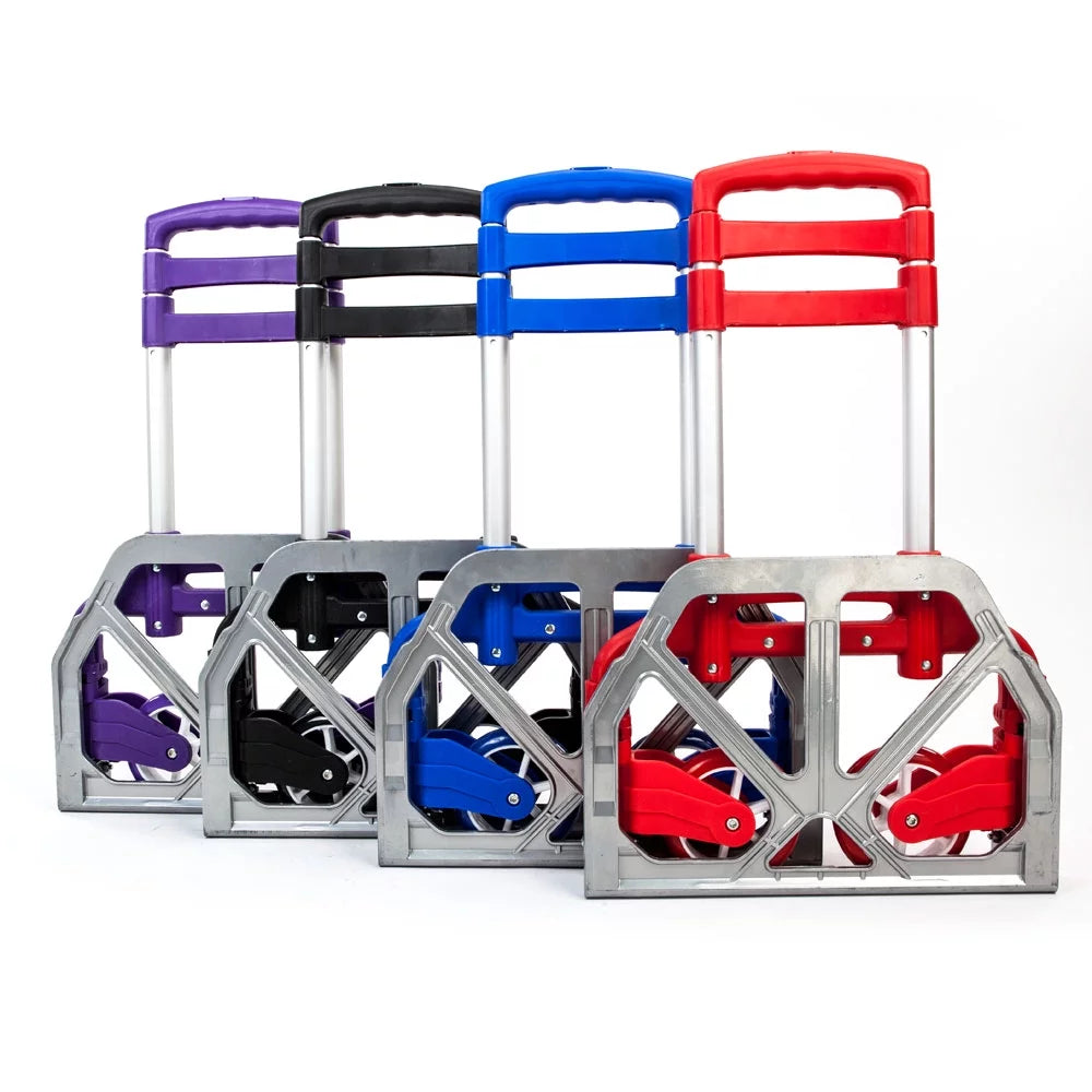 YeekTok Portable Aluminium Cart Folding Push Truck Hand Collapsible Trolley Luggage Purple