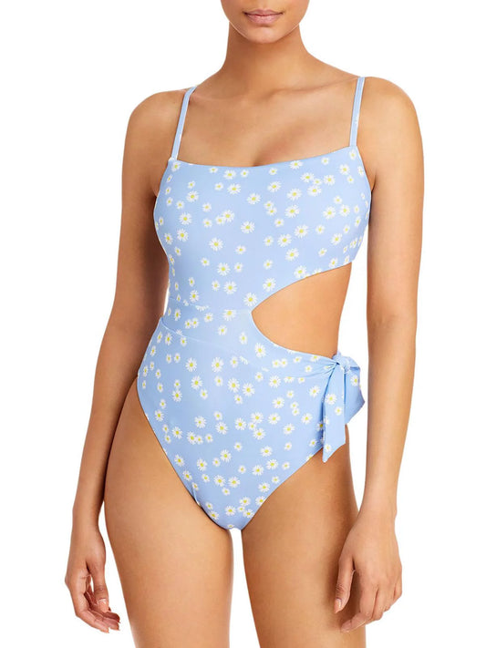 Aqua Swim Womens Cutout Side Tie One-Piece Swimsuit