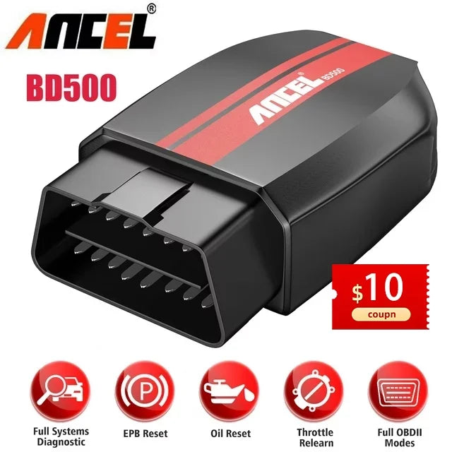 Ancel BD500 Wireless Car Scanner Fits for VW Audi Skoda Seat VAG Vehicles Bluetooth OBD2 Scanner Code Reader Check All Systems Oil Reset EPB Reset Throttle Learning Automotive Diagnostic Scan Tool