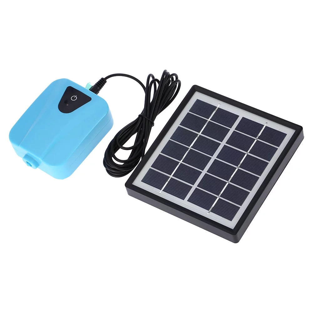 Walmeck Solar PoweredDC Charging Oxygenator Water Pump Pond Aerator with 1 Air Stone Aquarium Airpump 2Lmin