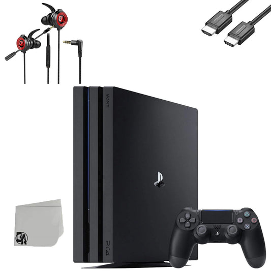 Sony PlayStation 4 Pro 1TB Black Gaming Console + G11-A Earbuds With Microphone BOLT AXTION Bundle Like New