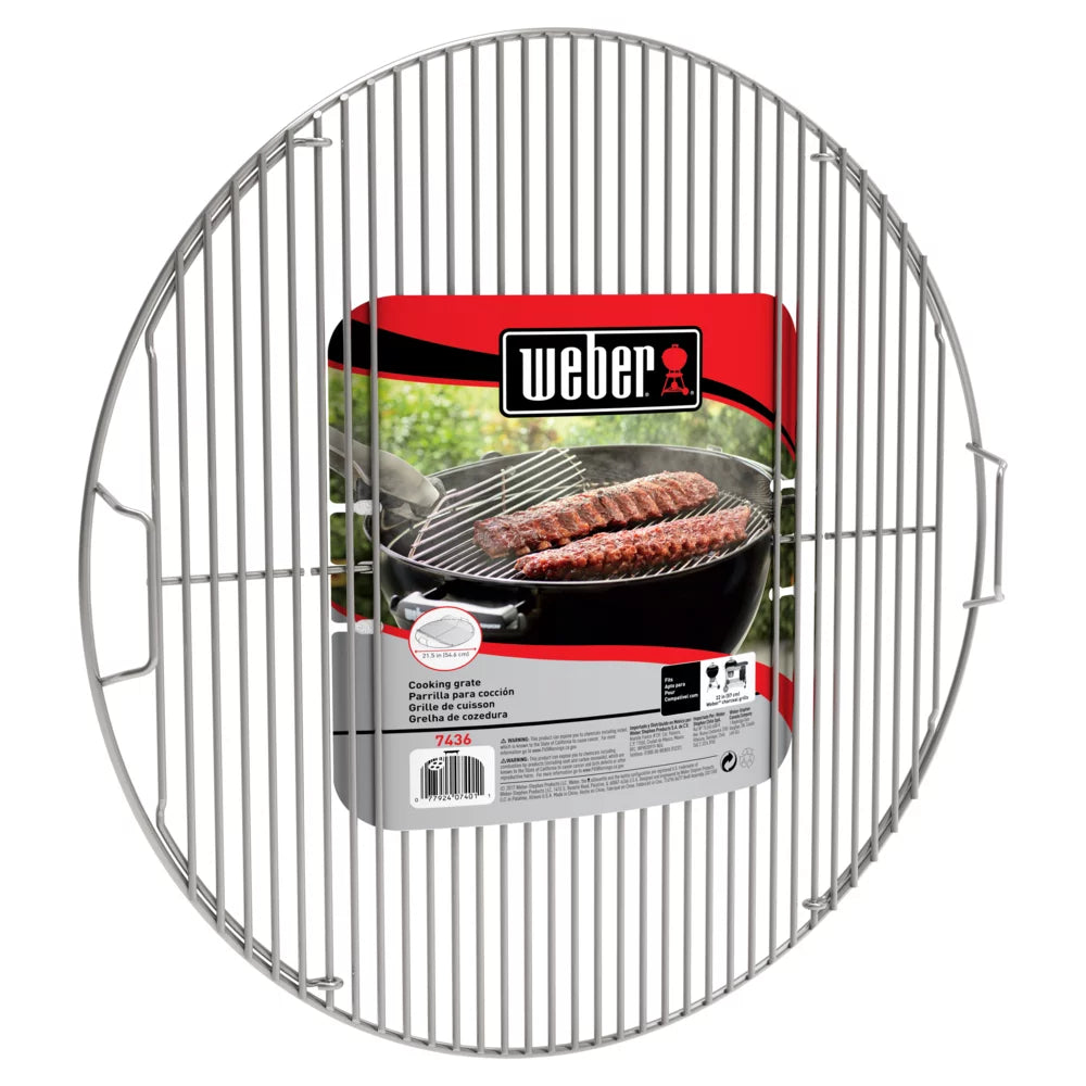 Weber Heavy Duty Plated Steel Hinged Cooking Grate for 22.5'' Grills