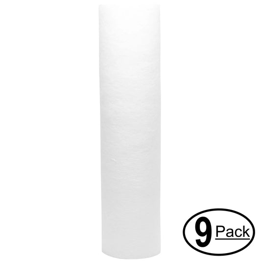 9-Pack Replacement for H2O Distributors H2O-RUS-300-I Polypropylene Sediment Filter - Universal 10-inch 5-Micron Cartridge for H2O Distributors Under Sink Filter - Denali Pure Brand