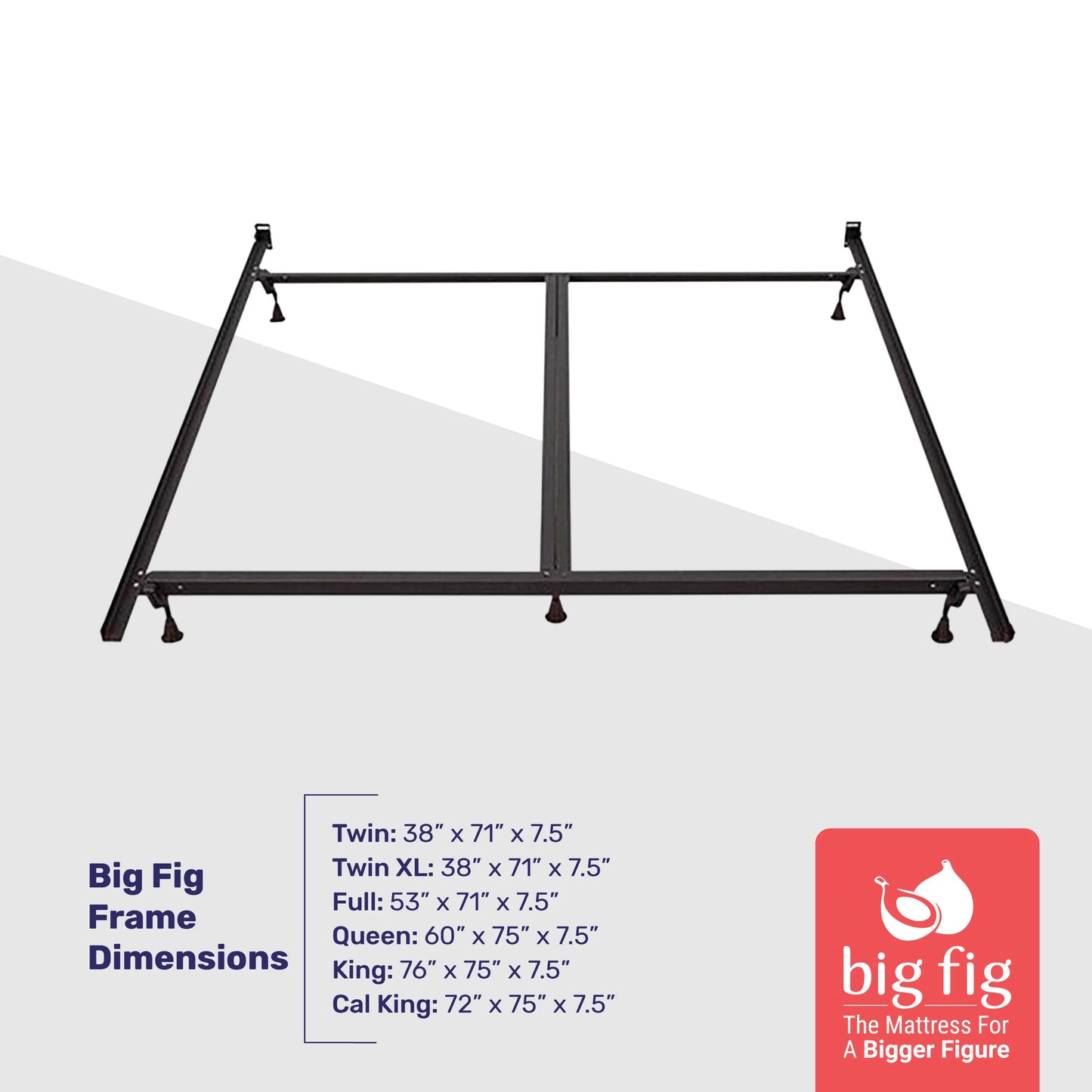 Big Fig Matress Heavy Duty Steel Bed Frame, Supports up to 2,000 Pounds, King Size