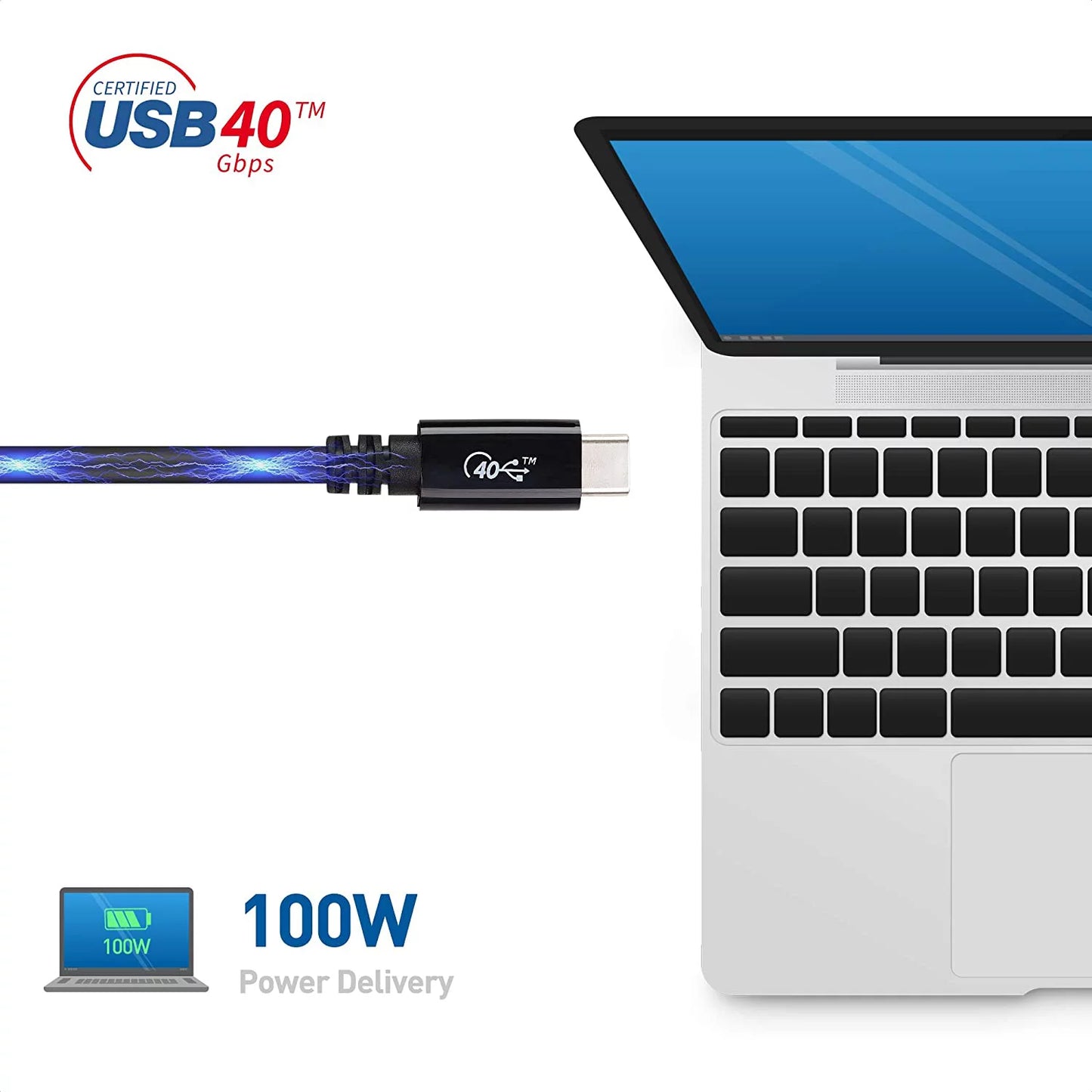 [USB-IF Certified] Cable Matters USB4 Cable 2.6 ft with 40Gbps Data, 8K Video Support, and 100W Charging, Compatible with Thunderbolt 4 Thunderbolt 3, USB C for , XPS, Surface Pro and More